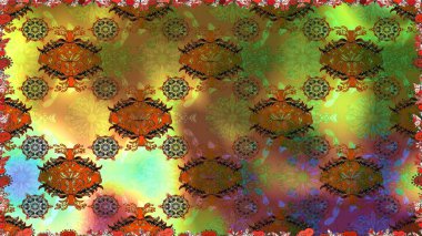 Kahverengi ve yeşil renkli çiçekler. Raster illüstrasyonu. Küçük çiçekte sevimli çiçek deseni var..