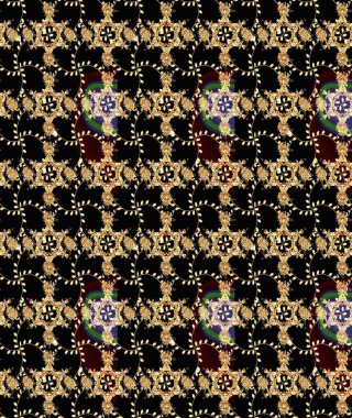 Nazik, yaz çiçekleri siyah renklerde. Çiçekli karalama şeklinde Raster çiçek deseni. Raster illüstrasyonu.