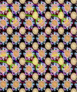 Çiçek arkaplan. Siyah ve bej renkli şirin tekstil tarzında. Renkli, pürüzsüz desen. Raster illüstrasyonu. Çiçek duvar kağıdı.
