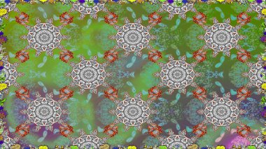 Sabıka fotoğraflarında, bebek kıyafetlerinde, duvar kâğıtlarında, paket kutularında falan kullanılabilir. Zarif, parlak ve pürüzsüz yeşil ve gri çiçek desenli tasarım. Raster..