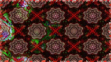 Siyah ve kahverengi renkli Asya tekstili. Kusursuz çiçek deseni. Raster illüstrasyonu.