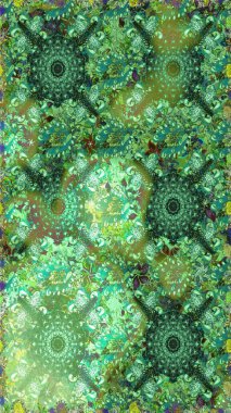 Vadinin çiçekleri yeşil ve nötr renklerde. Çiçeksiz desenlerin çizimi.