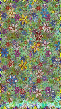 Çiçekli el, pürüzsüz desen çizmiş. Modern gelişim yeşil raster arka plan duvar kâğıdı illüstrasyon klasik çizgili iz sürme desenli çiçekler, çiçekli süsler.