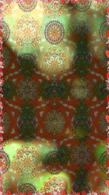 Çiçeksiz desenli arka plan. Gömlek baskısı için çiçek boyası. Kahverengi renkte çiçekler.