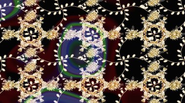 Düz Çiçek Elementleri Tasarımı. Raster Illustrasyon 'daki Çiçek Deseni' nin son moda çizimi. Güzel kumaş deseni. Renkli Yaz Teması çizim şablonu.