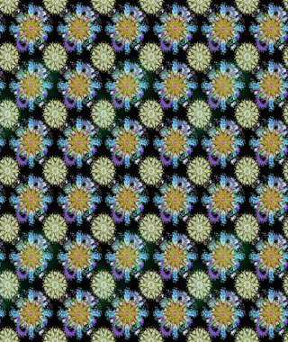 Raster illüstrasyonu. Tropik, dikişsiz çiçek deseni. Siyah ve nötr renkte çiçekler.