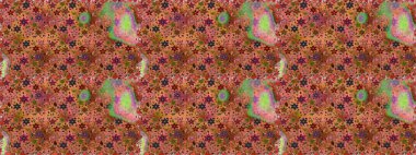 Raster Güzel kumaş deseni. Raster suluboya deseni, narin çiçekler, kahverengi ve turuncu çiçekler, tebrik kartı şablonu..