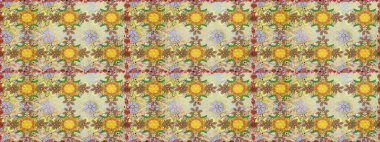 Raster illüstrasyonunda kusursuz çiçek deseni. Tarafsız renklerde çiçekler.