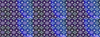 Hediye ambalaj kağıdı, tebrik kartları, posterler ve pankart tasarımı. Mor ve mavi renkte çiçekler. Raster düz çiçek çizim deseni.