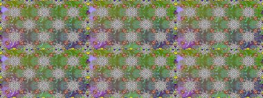 Raster Illustrasyon 'da moda olmayan çiçek deseni. Güzel kumaş deseni. Düz Çiçek Elementleri Tasarımı. Renkli Yaz Temalı Kusursuz Arkaplan.