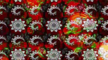 Renkli unsurlarla hareketli arka plan görüntüleri. Çiçekler. Eski model. Bayrak tarzı. Video kaydı. Şablon. Döngü. Kusursuz.. 