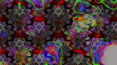 Renkli unsurlarla hareketli arka plan görüntüleri. Çiçekler. Eski model. Bayrak tarzı. Video kaydı. Şablon. Döngü. Kusursuz..