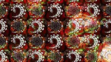 Renkli unsurlarla hareketli arka plan görüntüleri. Çiçekler. Eski model. Bayrak tarzı. Video kaydı. Şablon. Döngü. Kusursuz..