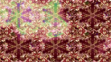Renkli unsurlarla hareketli arka plan görüntüleri. Çiçekler. Eski model. Bayrak tarzı. Video kaydı. Şablon. Döngü. Kusursuz..