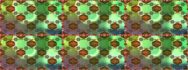 Raster düz çiçekleri pürüzsüz desen. Yeşil ve kahverengi renkli çiçekler. Tasarım hediye paketi, tebrik kartları, posterler ve afiş tasarımı.