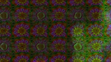Renkli unsurlarla hareketli arka plan görüntüleri. Çiçekler. Eski model. Bayrak tarzı. Video kaydı. Şablon. Döngü. Kusursuz.. 
