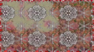 Renkli unsurlarla hareketli arka plan görüntüleri. Çiçekler. Eski model. Bayrak tarzı. Video kaydı. Şablon. Döngü. Kusursuz.. 