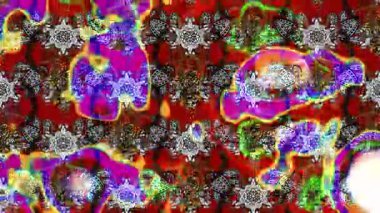 Renkli unsurlarla hareketli arka plan görüntüleri. Çiçekler. Eski model. Bayrak tarzı. Video kaydı. Şablon. Döngü. Kusursuz.. 