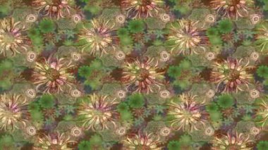 Renkli unsurlarla hareketli arka plan görüntüleri. Çiçekler. Eski model. Bayrak tarzı. Video kaydı. Şablon. Döngü. Kusursuz.. 