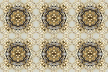 Geleneksel klasik altın desen. Gri ve bej renklerde altın desenli altın elementler. Raster oryantal süs. Barok tarzında kusursuz bir doğulu süsü..