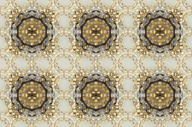 Geleneksel klasik altın desen. Gri ve bej renklerde altın desenli altın elementler. Raster oryantal süs. Barok tarzında kusursuz bir doğulu süsü..