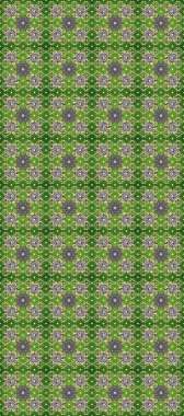 Duvar kâğıdı için altın süslü bir illüstrasyon. Çiçekli süslemeli, pürüzsüz bir desen. Geleneksel Arap dekoru yeşil, gri ve bej renklerde. Doğu tarzında klasik tasarım öğesi. Dantelli iz sürücü.