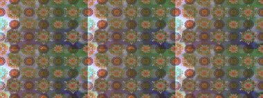 Çizim çiçek deseni duvar kâğıdı olarak kullanılabilir. Raster illüstrasyonu. Kahverengi renkte çiçekler.