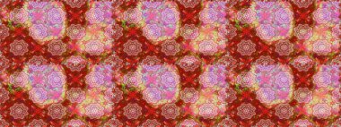 Suluboya, elle çizilmiş. Kusursuz bir arka plan modeli. Raster illüstrasyonu. Kırmızı yapraklı yabani çiçekler.