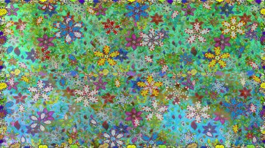 Sevgililer günü ve tebrik kartı konsepti için şık bir davetiye. Üst manzara, yumuşak stil. Yeşil ve mavi renkte manzaralı çiçek deseni. Çiçek kompozisyonu, el boyası, hassas şablon..