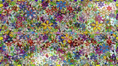 Çiçekli bahar çiçekleri. Moda baskıları için zarif bir şablon. Küçük çiçekte güzel bir desen. Küçük renkli çiçekler. Motley illüstrasyonu. Kusursuz..