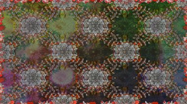 Çiçek ve yapraklı çiçek deseni. Küçük çiçekli şirin bir desen. Raster illüstrasyonu.