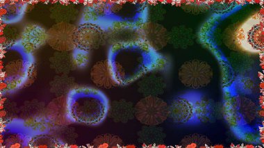 Düz Çiçek Elementleri Tasarımı. Kahverengi ve gri renkli çiçekler. Renkli Bahar Temalı Kusursuz Arkaplan. Raster illüstrasyonunda kusursuz çiçek deseni.