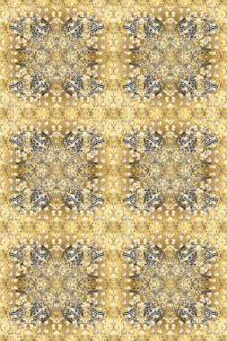 2019 Noel 'i, kar tanesi, yeni yıl. Altın elementli bej, sarı ve nötr renklerde klasik dikişsiz desen.