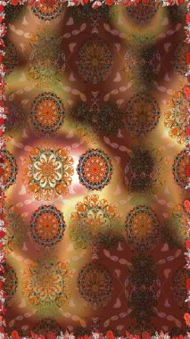 Kahverengi ve bej renkli çiçekler. Düz Çiçek Elementleri Tasarımı. Çiçekle kusursuz desen. Renkli Bahar Teması Kusursuz Arkaplan.