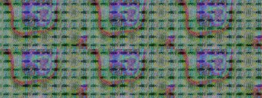 Küçük yeşil çiçeklerle oldukça eski bir besin torbası deseni. Tekstil, kumaş, kapaklar, duvar kağıtları, baskı, paket, koleksiyon defteri, örgü, dekupaj için çiçek arkaplanı..