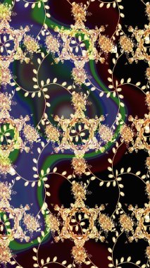 Raster illüstrasyonundaki çiçek desenli çizim. Düz Çiçek Elementleri Tasarımı. Renkli Bahar Teması eskiz kalıbı. Süslü kumaş deseni.