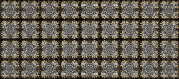 Altın element gri, siyah ve kahverengi renklerde. Barok tarzında altın çiçek süsü. Antika altın tekrarlanabilir duvar kağıdı. Damask arkaplanı tekrarlayan kusursuz desen.