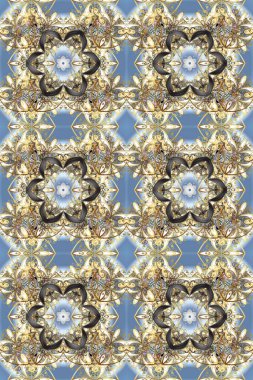 Lüks, kraliyet ve Viktorya dönemi konsepti. Süslü raster dekorasyonu. Bej, nötr ve gri renklerde altın element. Klasik barok çiçekleri bej, nötr ve gri üzerine altın desenli..