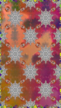 Karalama çiçekleri kusursuz desen. Sanat, çiçeklere ilham verir ve arka plan bırakır. Raster deseni. Kahverengi el çizimi desen.