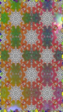 Raster illüstrasyonunda kusursuz çiçek deseni. Suluboya tarzında gri ve kahverengi renkte çiçekler.