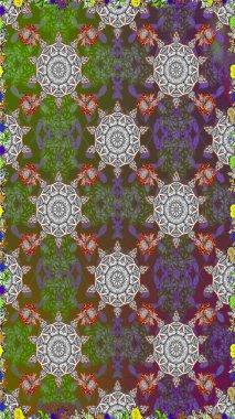 Çiçek deseni. Şatafatlı bahar bahçesi dokusu. Gri ve yeşil renkli çiçekler. Raster illüstrasyonu. Gri ve yeşil renklerde desensiz çiçek.