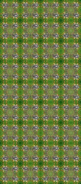 Damask kusursuz yinelenen arkaplan. Barok tarzında altın çiçekli süs. Doku arka planında altın duvar kâğıdı. Yeşil, kahverengi ve gri renklerde altın element.