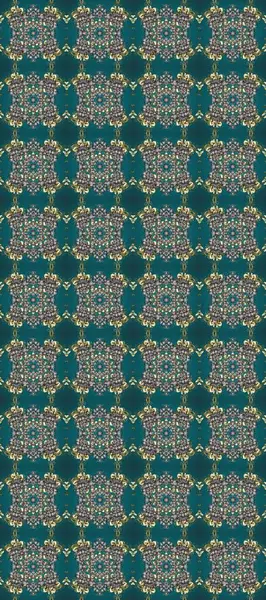 Mavi, gri ve yeşil renklerde grafiksel modern kusursuz desen. Kusursuz raster arka plan. Kusursuz çiçek deseni. Duvar kâğıdı barok, İspanyol kumaşı.