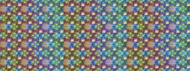 Raster illüstrasyonundaki çiçek desenli çizim. Mavi ve kahverengi renkte çiçekler.