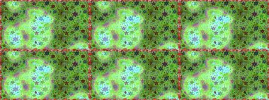 Raster illüstrasyonunda kusursuz çiçek deseni. Yeşil ve nötr renkte çiçekler.