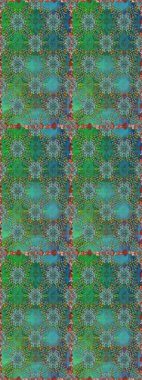 Elle boyanmış suluboya, dikişsiz çiçekler ve bitkiler. Yeşil renkte çiçekler.