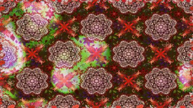 Kahverengi ve nötr renklerde güzel bir tekstil. Raster illüstrasyonu. Çiçeklerle suluboya desenleri.