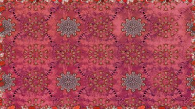 Raster illüstrasyonu. Çiçeksiz desenli arka plan, darbeler, sıçramalar, yaz çiçekleri. Pembe ve kırmızı renkte çiçekler.