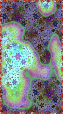 Kusursuz bir geçmişi var. Renkli desenli kusursuz desenli, nötr ve yeşil çiçekli ve dekoratif elementli. Raster illüstrasyonu. Kumaş, tekstil, duvar kağıdı baskısı için. Antika retro tarzı.