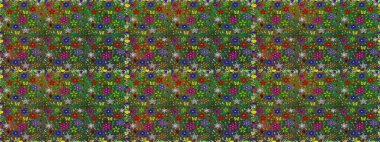 Raster illüstrasyonunda kusursuz çiçek deseni. Yeşil renkte çiçekler.